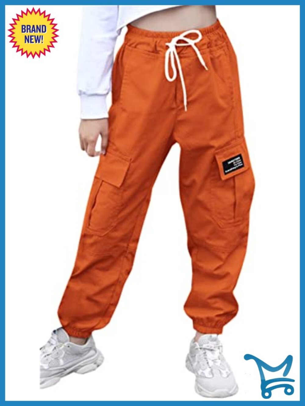 Cotton Cargo Jogger Pants High Waist Tapered Ankle Pull On Casual